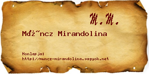 Müncz Mirandolina névjegykártya